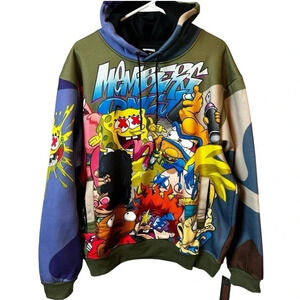 Members Only Nickelodeon  Pullover Hoodie New Mens L SpongeBob‎ Arnold Rugrats